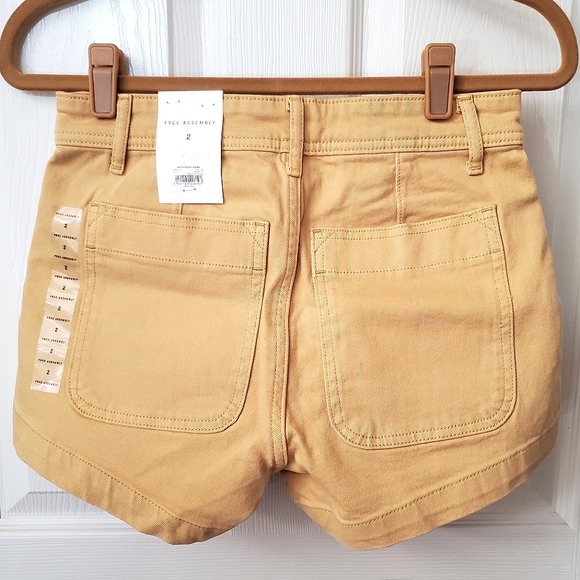 NWT New Free Assembly Mustard Color Denim Front Patch Pocket Shorts Size 2 - Picture 4 of 8